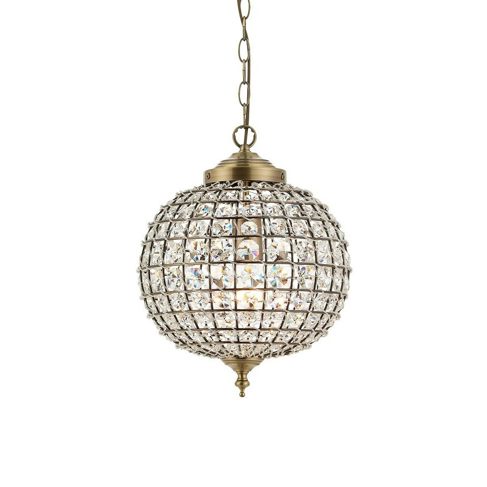 image 1 of Tanaro 1 Light Ceiling Globe Pendant Antique Brass, Glass, E27
