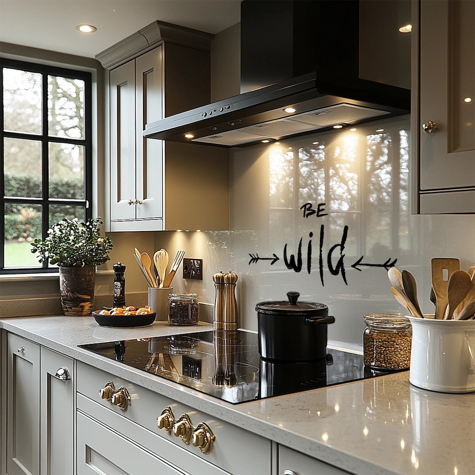 image 1 of Be Wild Inspirational Quote Splash Back | White