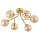 image 2 of Designer Satin Gold 6-Arm Ceiling Light Fixture with Amber Tinted Glass Shades | Gold
