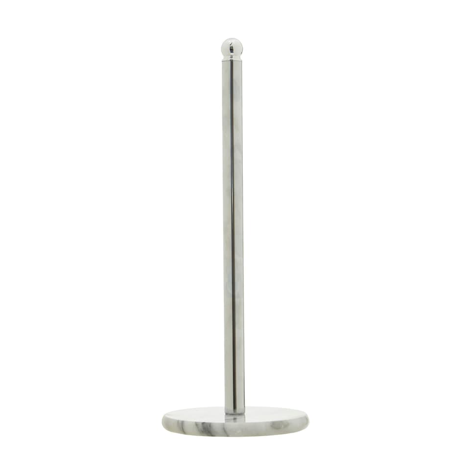 image 1 of Interiors by Premier Stable Chrome Kitchen Roll Holder With Marble Base, Elegant Design Kitchen Holder, Sturdy Roll Holder