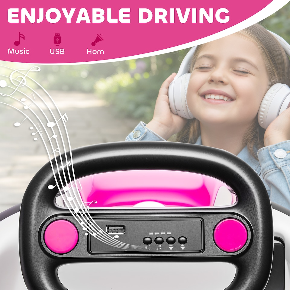 image 1 of AIYAPLAY Kids Bumper Car with 360-Degree Rotation Spin, Safety Belt, Pink