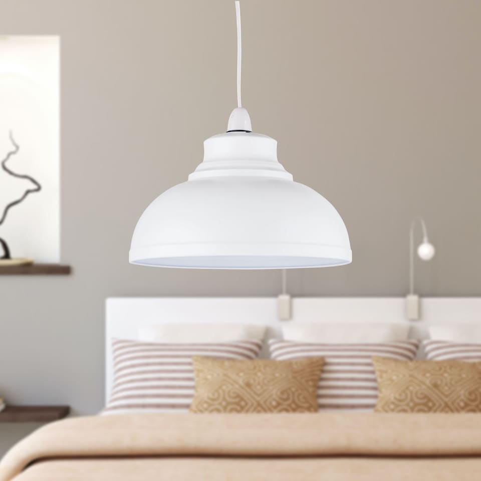 image 1 of Domed - Cream Easy Fit Metal Pendant Shade | White | Large | 1