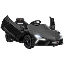 AIYAPLAY Lamborghini Revuelto Licensed Kid Electric Car, 12V Kids Electric Ride On with Butterfly Doors, Suspension, Remote Control, LED Lights, Horn, USB, MP3 for 3-5 Years, Black