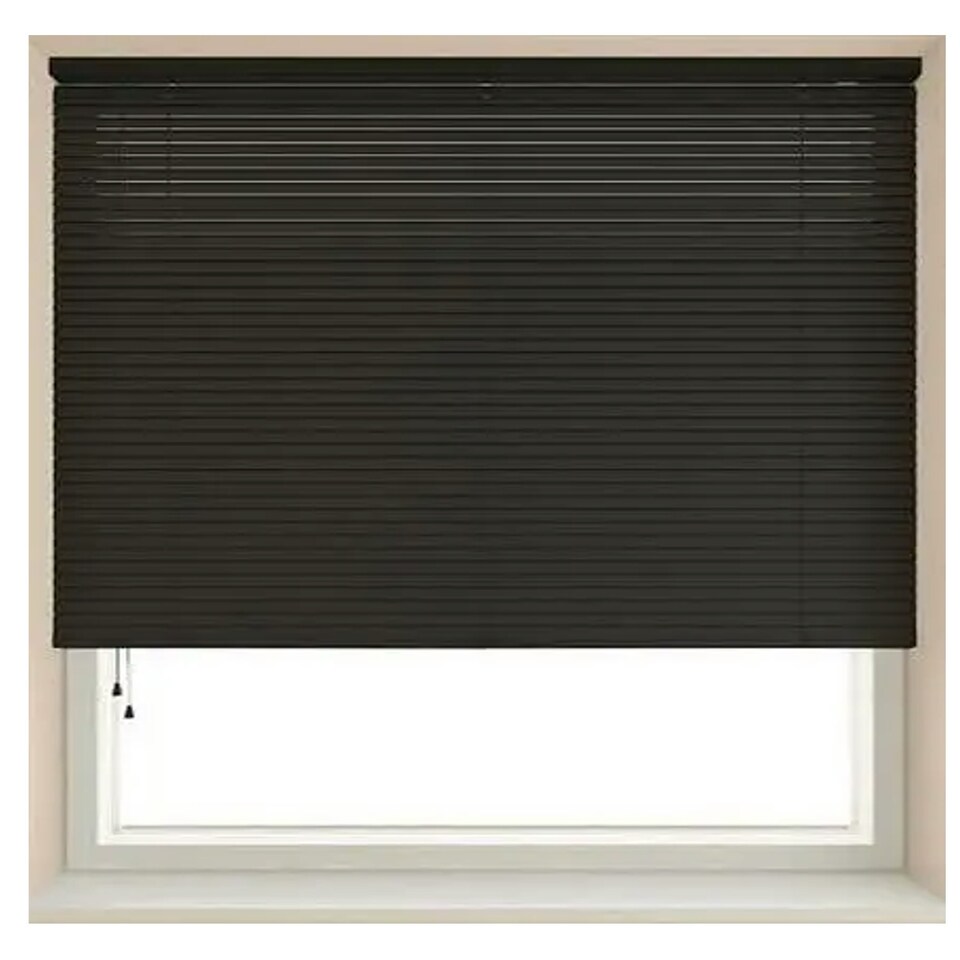 image 1 of 100cm Black 25mm Slat PVC Venetian Blind (152cm Drop)