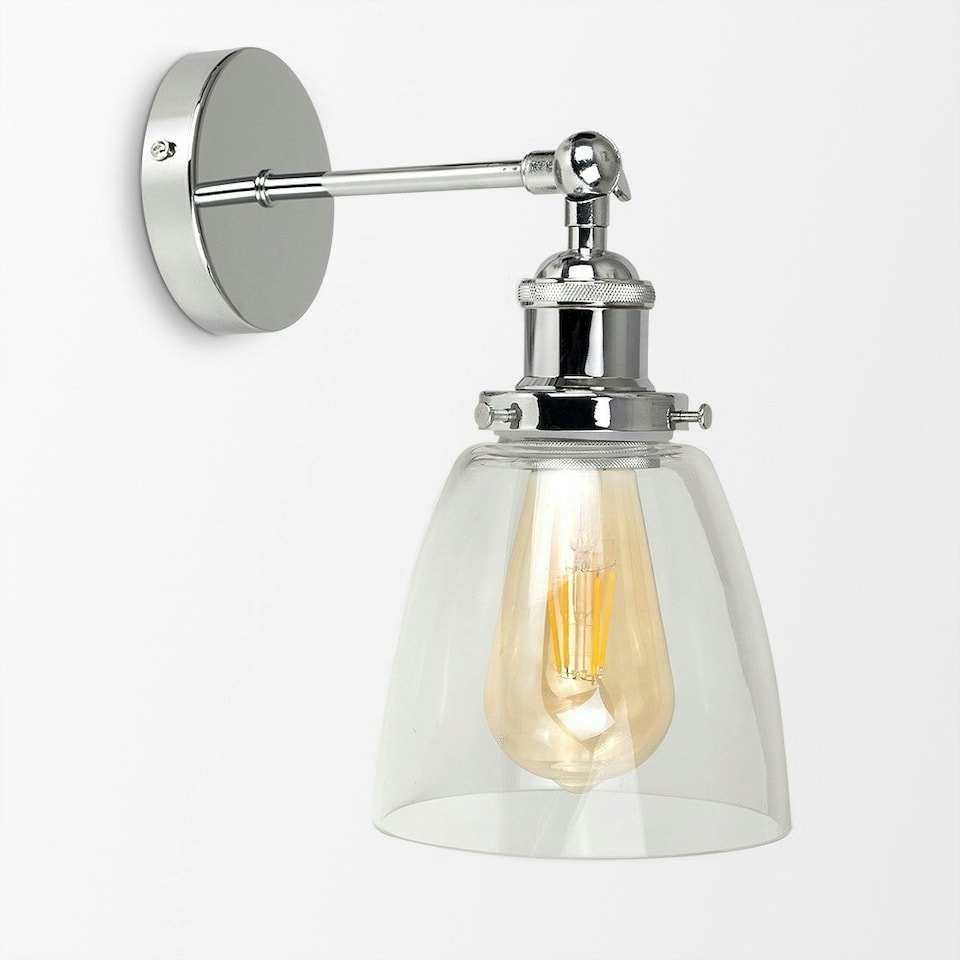 image 1 of ValueLights Ezrah Polished Silver Wall Light and E27 Pear LED 4W Warm White 2700K Bulb