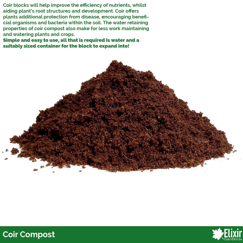 image 1 of Elixir Gardens Organic Coir Coco Compost Blocks 10L Block x2