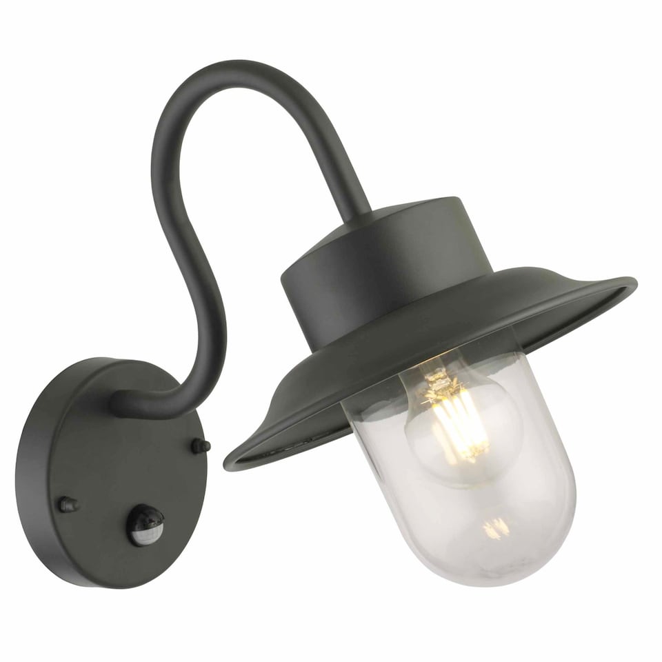 image 1 of Set of 2 Montford - Black Motion Sensor Outdoor Wall Lights | Black | Clear | 2