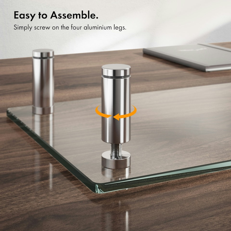 image 1 of VonHaus Height Adjustable Tempered Glass Monitor Stand for Desks