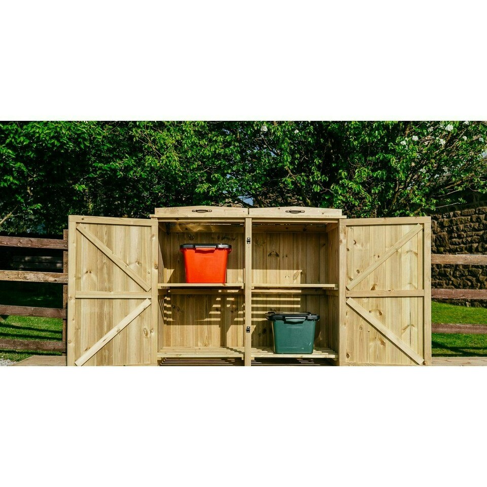 image 1 of Chatburn 4 Recycle Box Store - Timber - L80.4 x W122.5 x H120 cm - Fits 4 x Recycle Boxes Brown