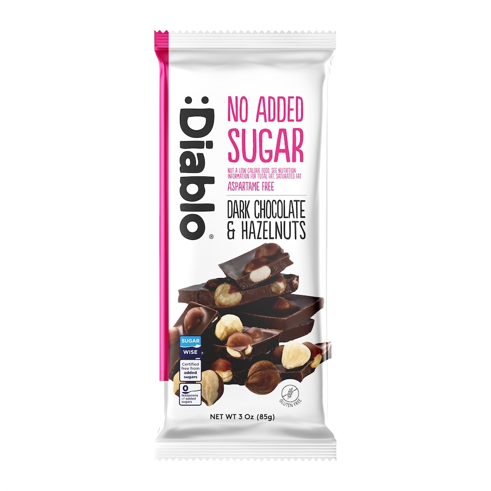 image 1 of Diablo No Added Sugar Dark Chocolate and Hazelnut Bar 85g
