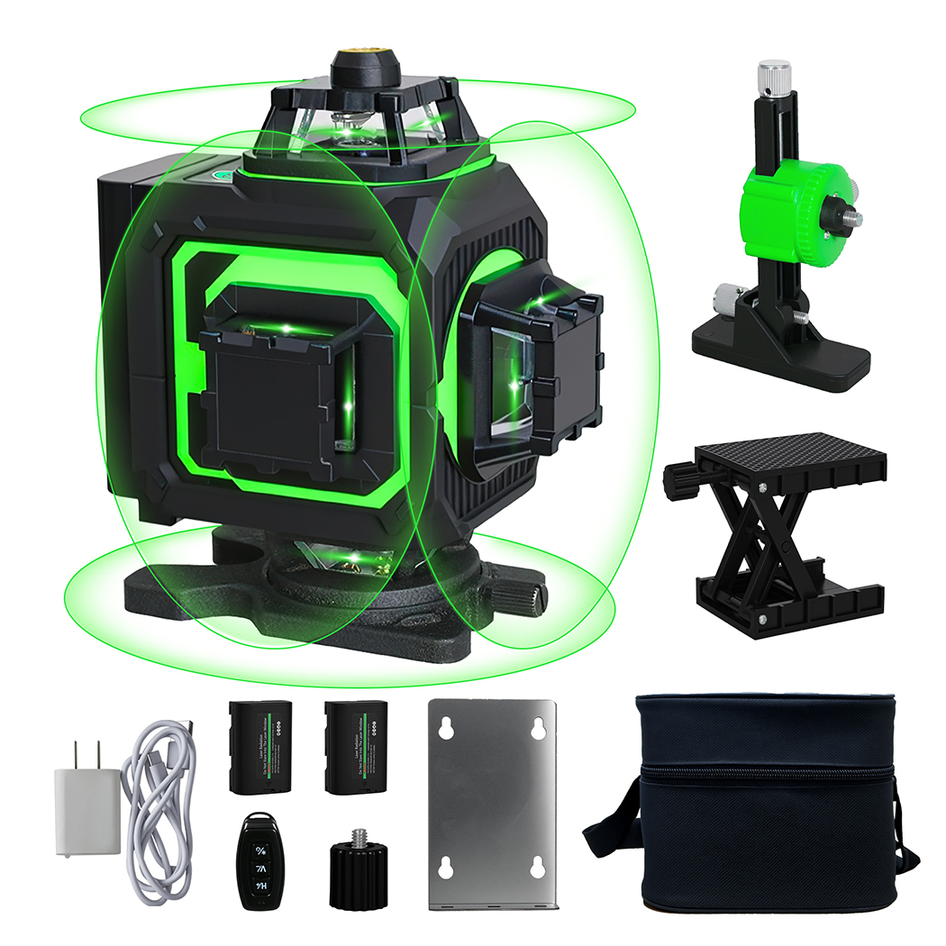 Traderight 4D 16 Line Green Laser Level 360 Degree Self Leveling with Remote Tripod