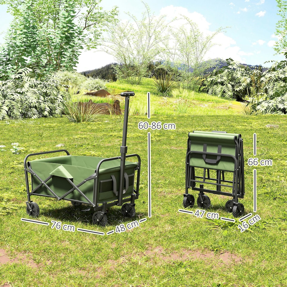 image 1 of Outsunny 62L Festival Trolley, 120kg Heavy Duty Folding Trolley Cart, Green