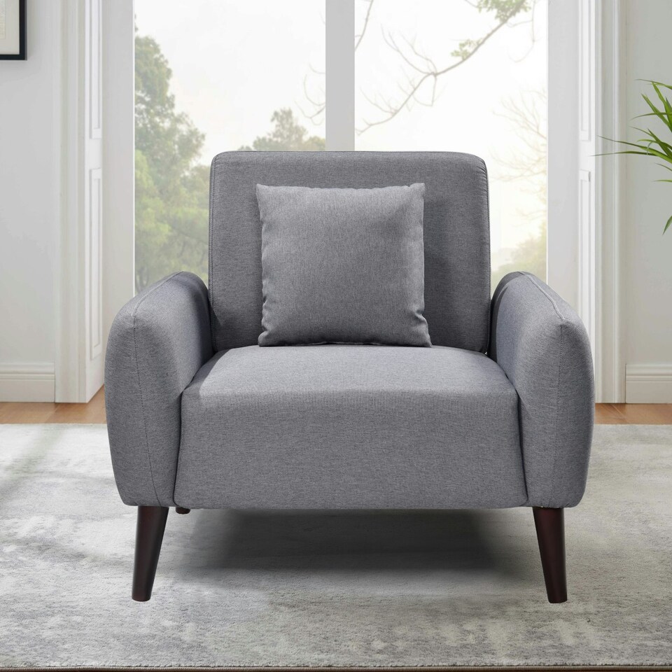 image 1 of Grey Linen Fabric Arm  Chair