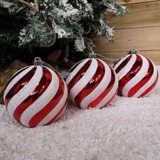 Pack of Large Red White Candy Cane Shatterproof Christmas