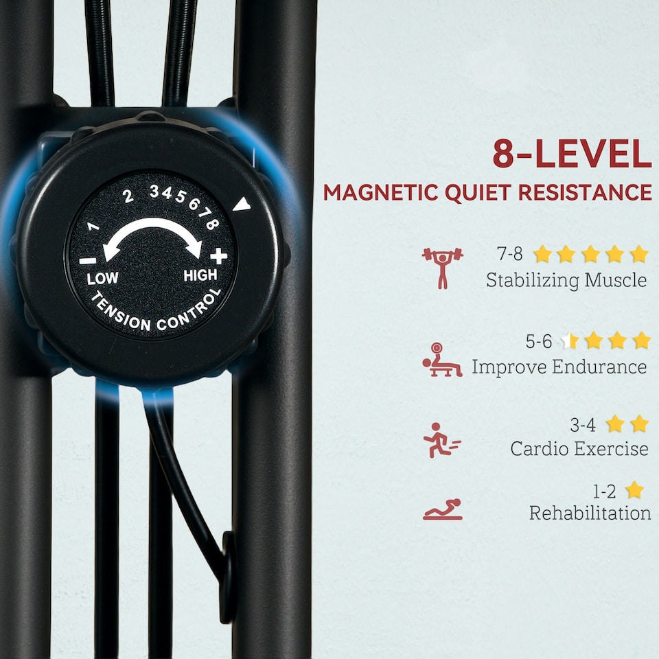 image 1 of SPORTNOW Folding Exercise Bike with Arm Bands and Hand Pulse Sensor, Red