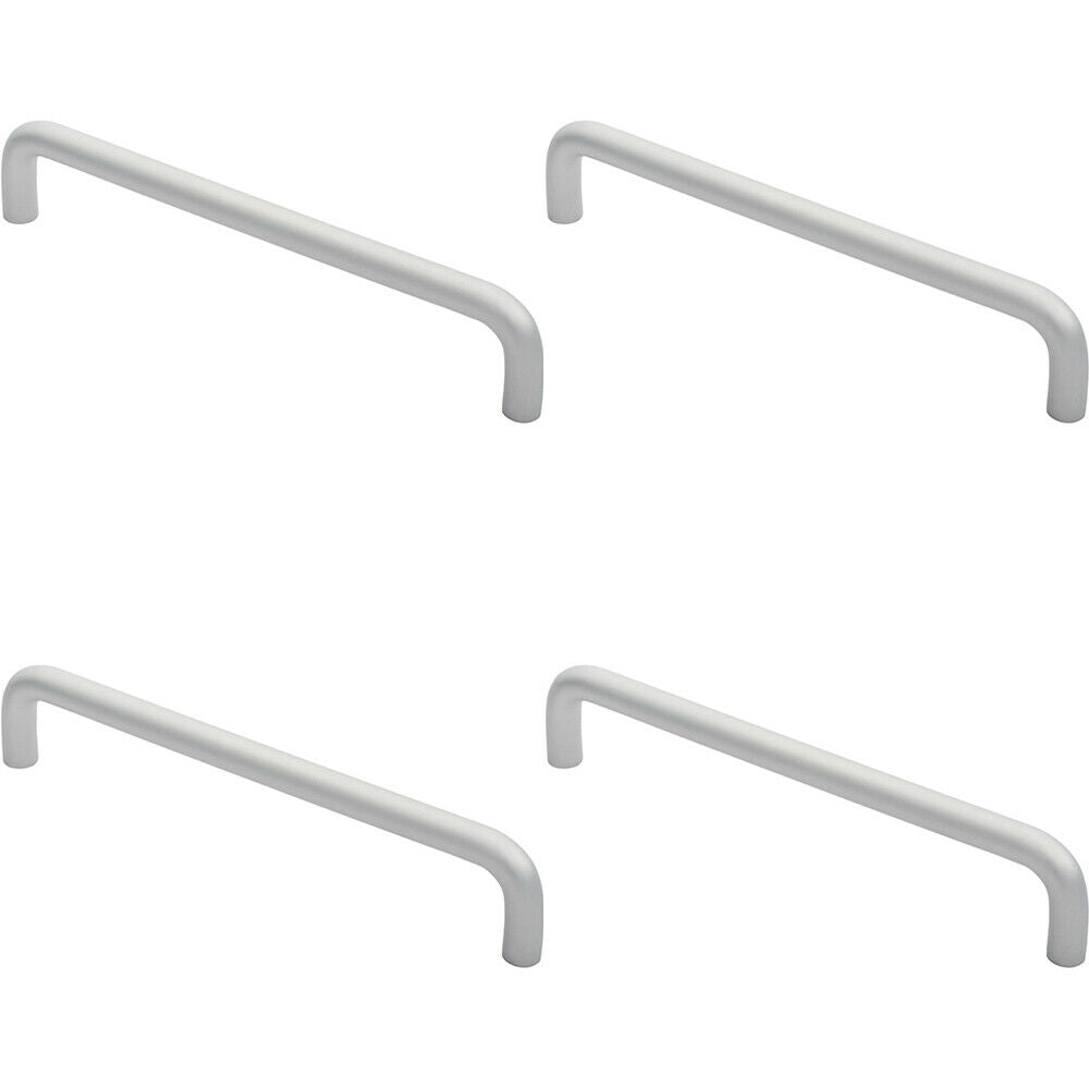 Loops 4x Rounded D Shaped Bar Handle 300 x 19mm Diameter Satin Anodised Aluminium