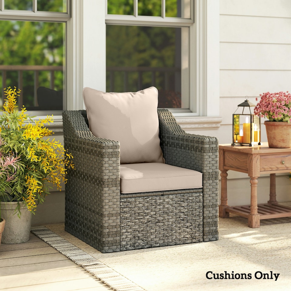 image 1 of Outsunny Garden Chair Cushion with Seat & Back Pad, CUSHION ONLY, Light Grey 