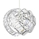 image 3 of Modern Chrome Pendant Lamp Shade with Curved Strips and Acrylic Prisms