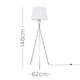 image 3 of ValueLights Camden Chrome Tripod Floor Lamp White Taper Shade White