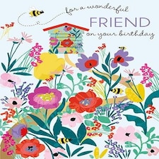 Words 'n' Wishes Traditional Friend Birthday Card for a Female, Female Friend Birthday Card, Multi-Coloured 20.3 x 13.4 cms