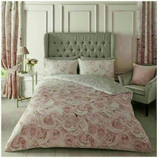 VELVETIO Bellerose Floral Printed Duvet Cover Set Rebersible Polycotton Beddings Pink | King
