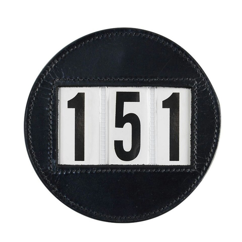 Hy Leather Circular Horse Dressage Number Holder - Black - One Size Black