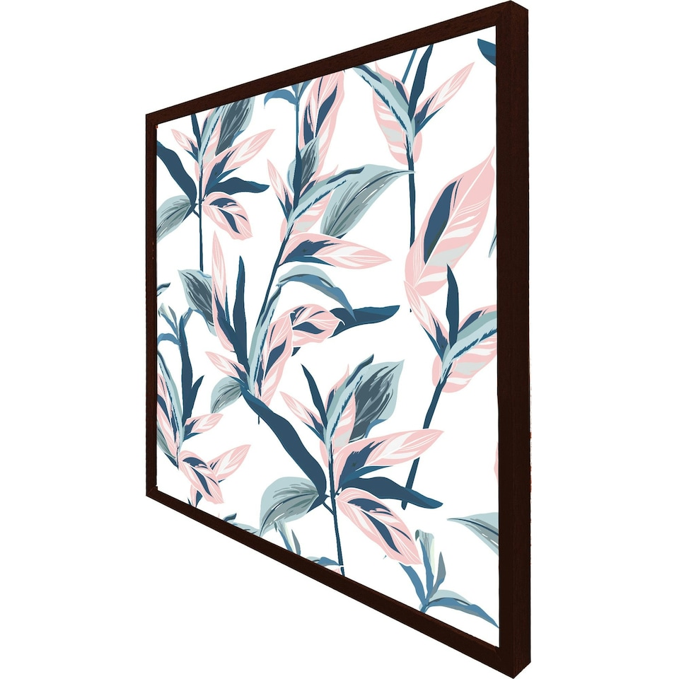 image 1 of Winter pink & blue flowers (Picture Frame) Black | S