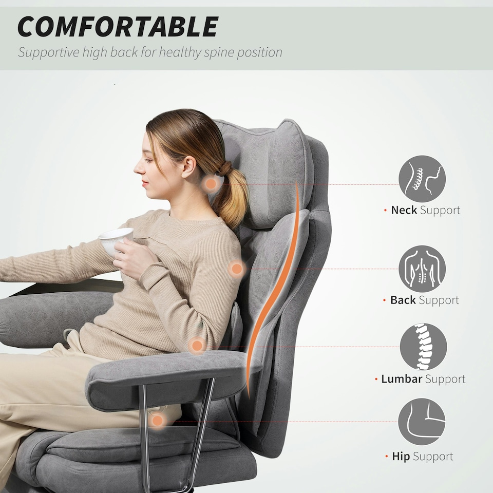 image 1 of HOMCOM Office Chair, High Back Leathaire Desk Chair for Home, Grey | Grey | One Size