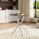 image 1 of Living and Home Round Tempered Glass Dining Table with Crossover Base