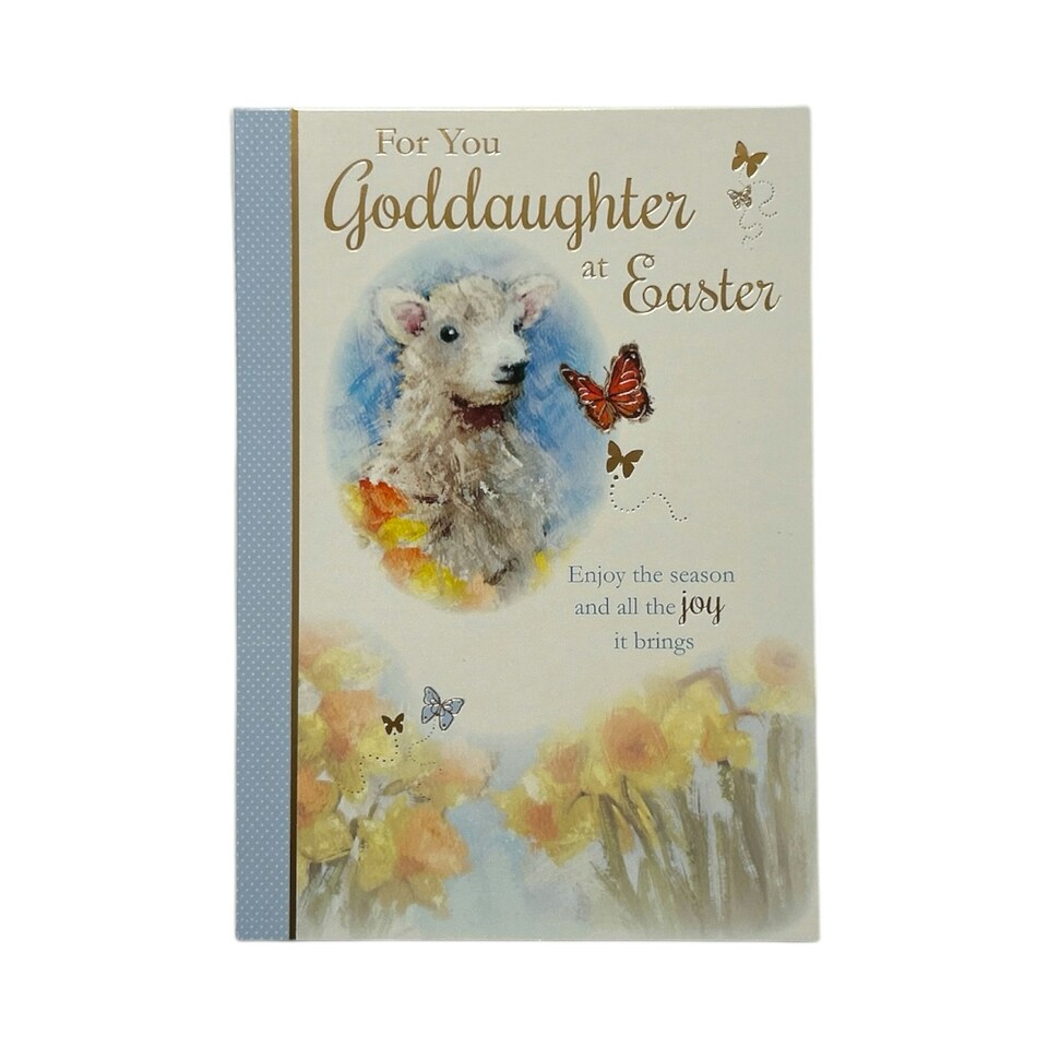 image 1 of For You Goddaughter Cute Lamb Floral Design Easter Card