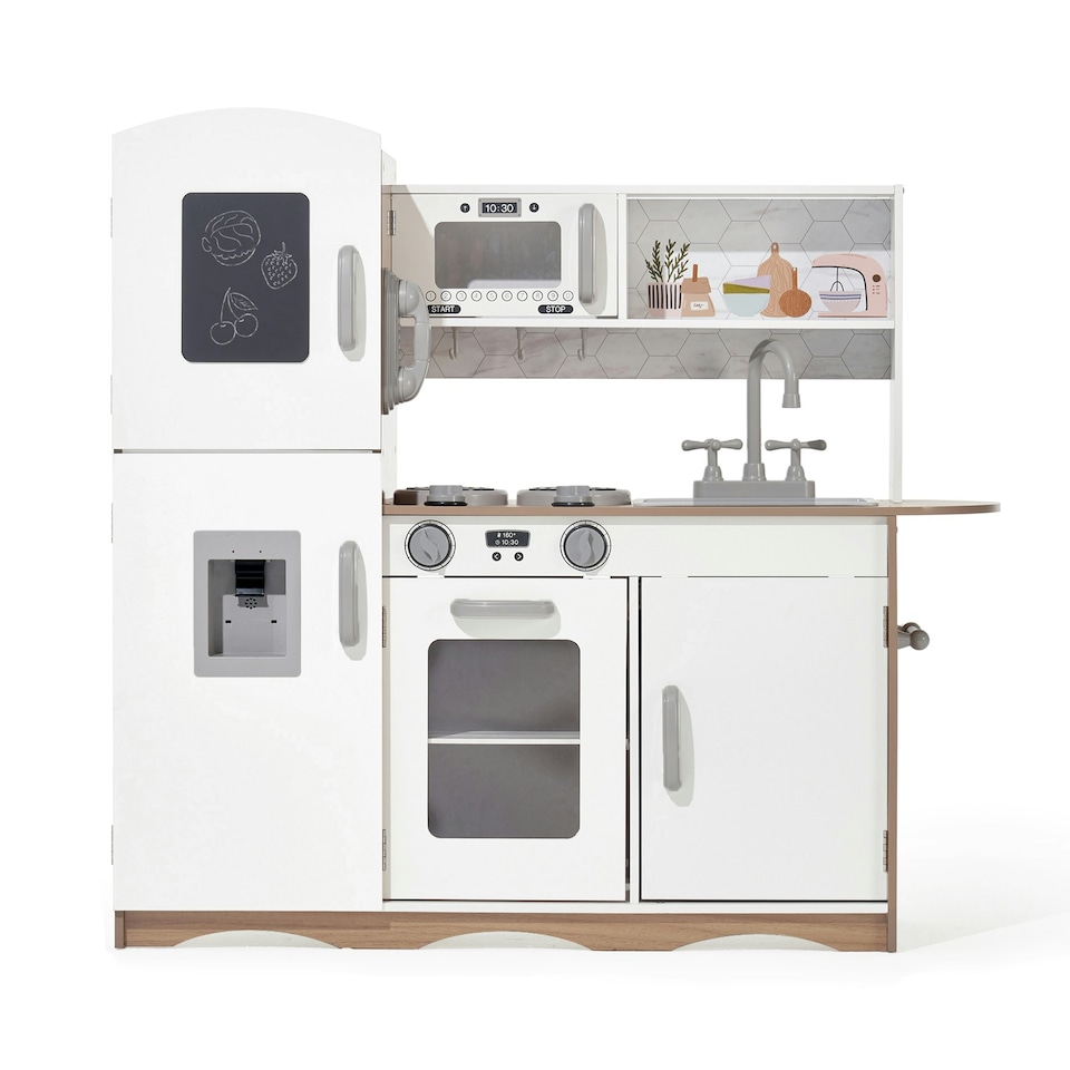 image 1 of Kidoz Deluxe Wooden Play Kitchen - Role Play Kitchen - White