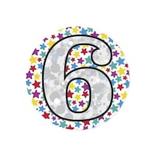 Age 6 Multicoloured Stars Small Badge 5.5cm