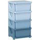 image 1 of HOMCOM Kids Storage Units with Drawers 3 Tier Chest Dresser Tower Blue | 37 x 37 x 76 cm