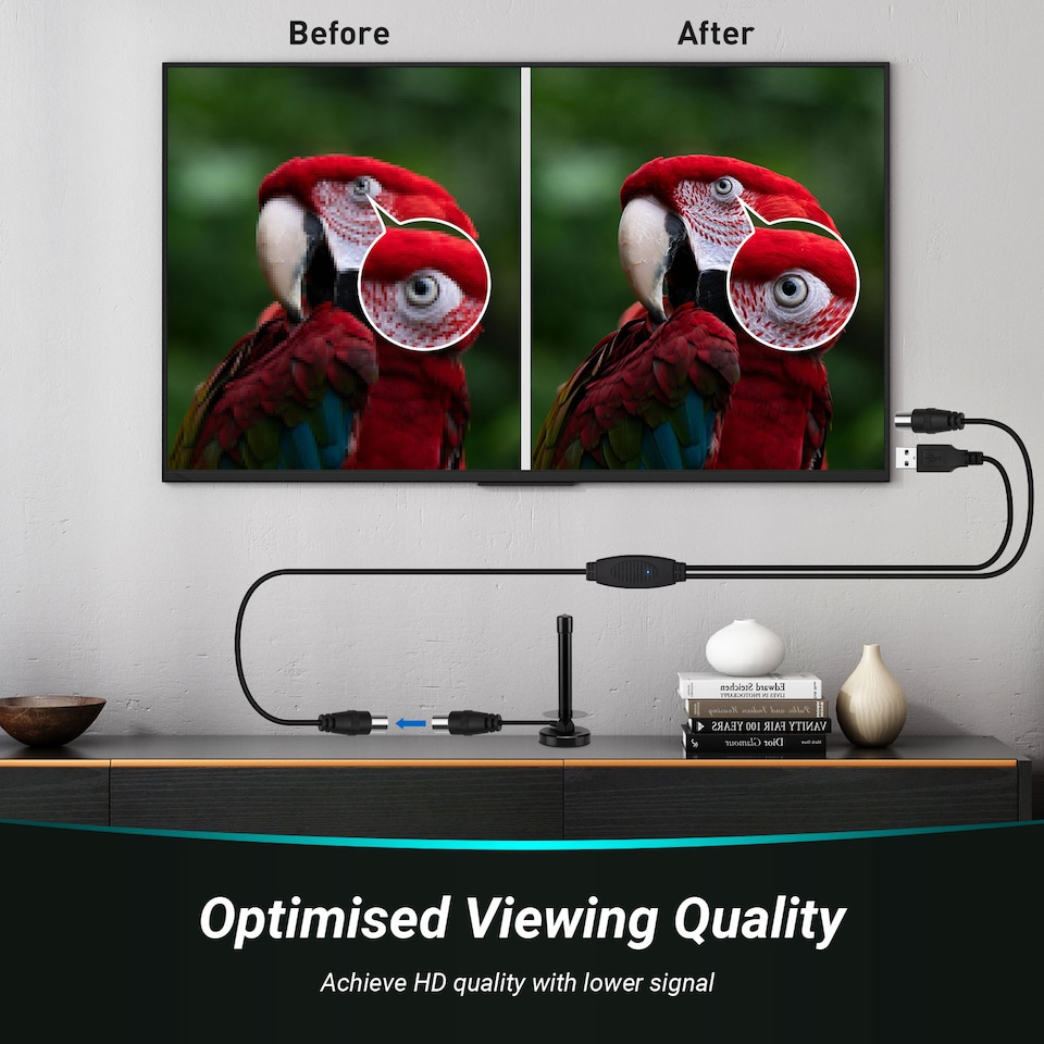 image 1 of USB Powered Signal Booster Cable for Coaxial Aerials - Add 20dB of Gain - August DTB115