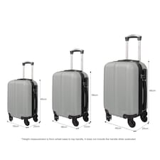 Groundlevel Delta Stripe 3 Piece Luggage Set 4 Wheel Spinners Travel Suitcases | Grey