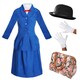 image 1 of Magical Nanny Costume - with 55cm Hat, Gloves & Floral Bag Blue | L