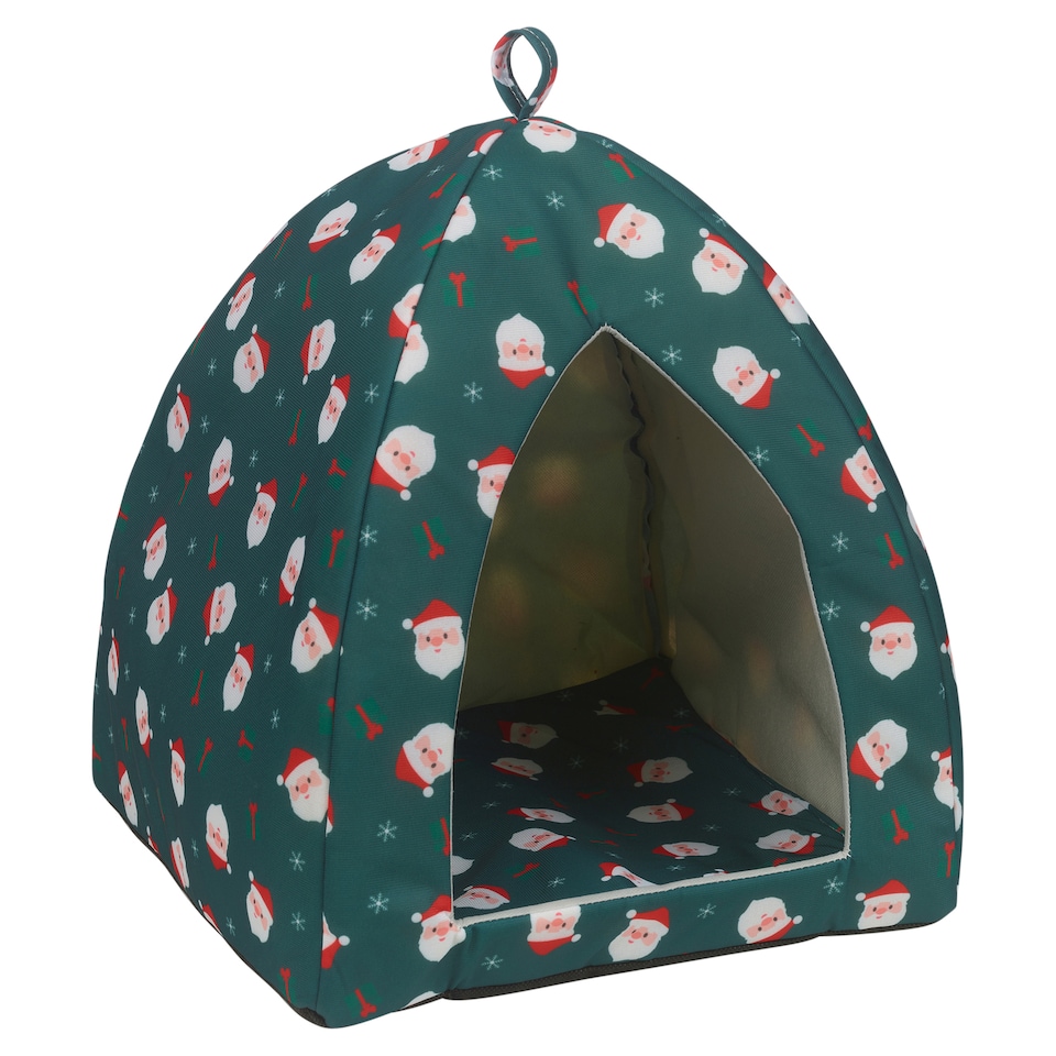 image 1 of Foldable Cozy Cat House Bed Washable Cave Pet Puppy Dog Igloo Kennel Red Green