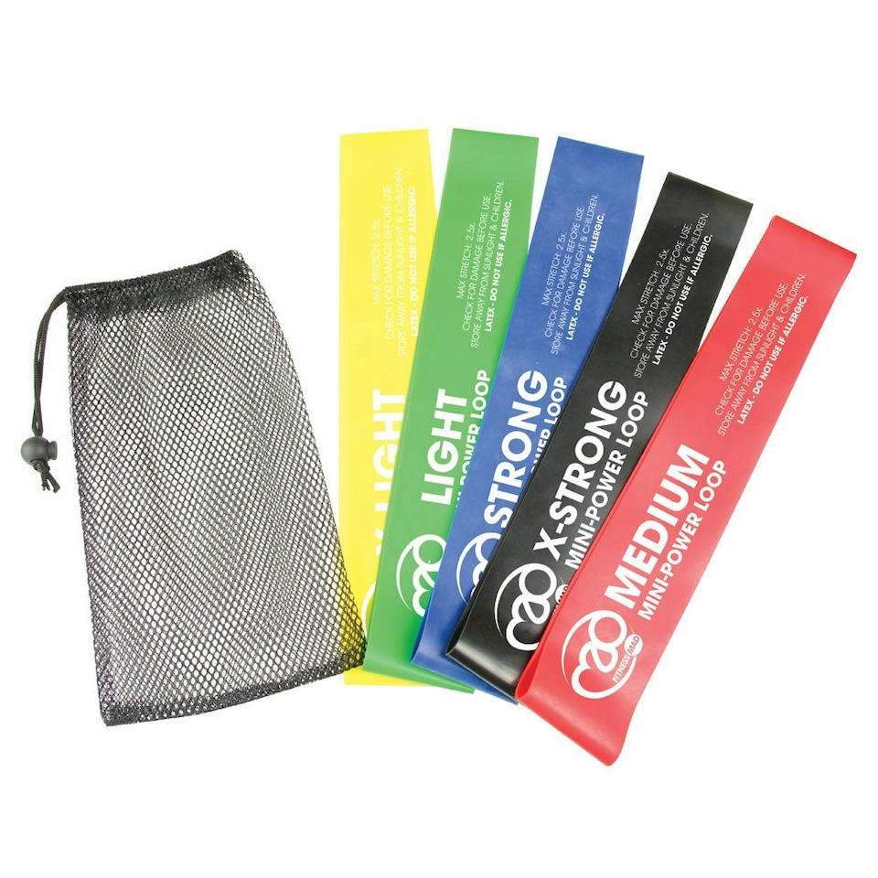image 1 of Fitness Mad Mini Power Loop Resistance Band (Pack of 5) - Multicoloured - One Size