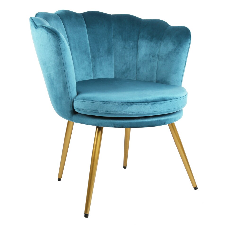 image 1 of FLORA Petal Chair Velvet Upholstered Fabric - Teal Blue | Teal