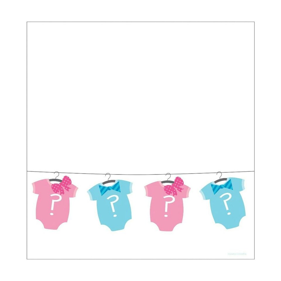 Creative Party Bow or Bowtie Gender Reveal Party Table Cover - Pink/Blue/White - One Size
