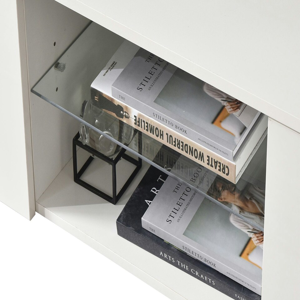 image 1 of MDA Designs Ara White Modern TV Cabinet for Flat TV Screens of up to 65" Entertainment Unit with Built-in Blue LED Lights White