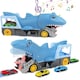 image 6 of Shark Devour Transporter Toy Truck - Push-and-Go Vehicle with Slide-Off Ramp, Roaring Sounds, Lights & 4 Mini Cars, Realistic Shark-Head Design for Kids Ages 3-7