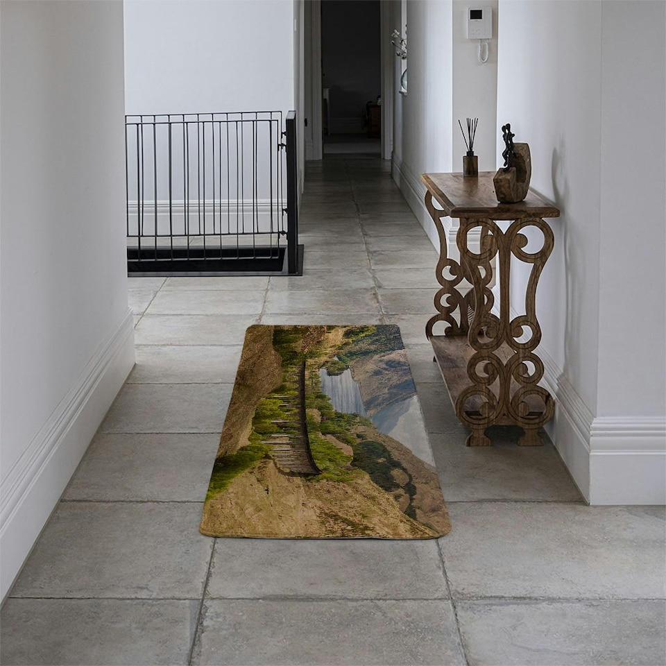 image 1 of The Glenfinnan Viaduct carries the West Highland Railway Line high above Glen Finnan valley beside the lochs and mountains of Scotland Designer (Runner Rug)