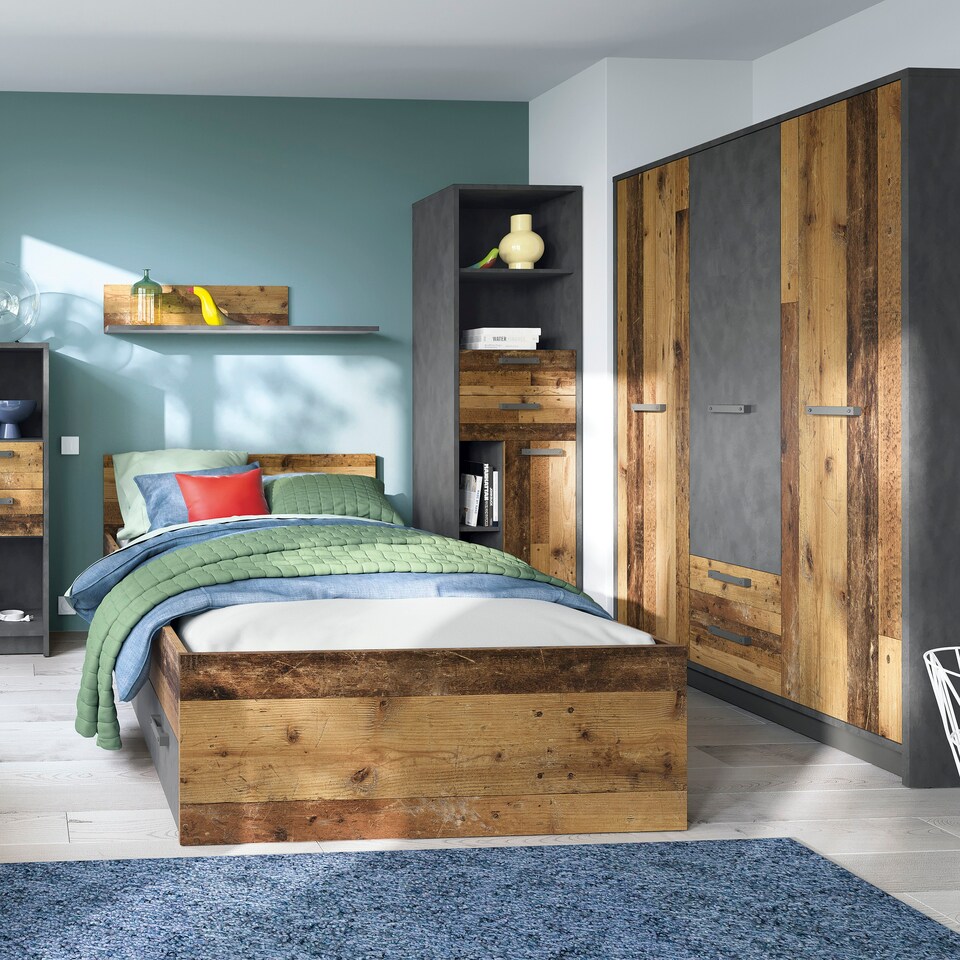 image 1 of Brooklyn Bookcase in Walnut and Dark Matera Grey