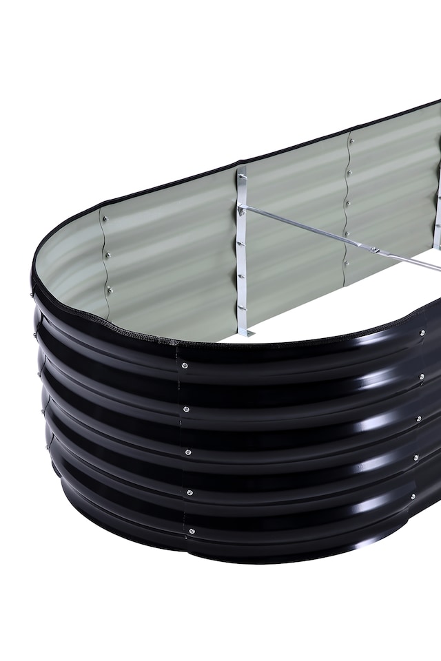 image 1 of Living and Home 3.2m Gardens Bed Oval-Shaped Galvanized Steel Garden Planter With Plant Support Trellis
