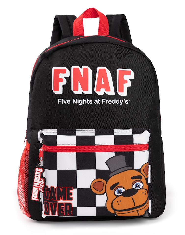 image 1 of Five Nights at Freddy's Backpack | Black Rucksack with Adjustable Straps | Practical & Organised Luggage Sports School Bag For Girls & Boys | FNAF Game Series Movie Merchandise Gifts for Kids & Teens | Black | Black