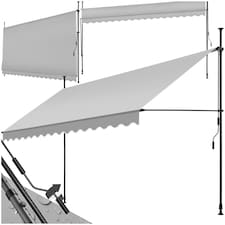 Awning with hand crank - pressure fitted , height adjustable Grey | Light Grey | 180 x 400 cm