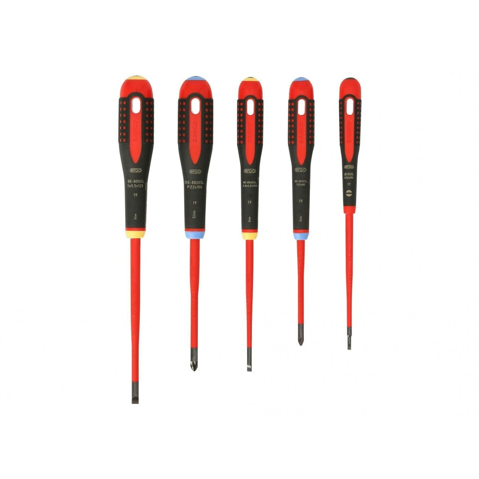 Bahco Be-9882sl Ergo Slim Vde Insulated Screwdriver Set, 5 Piece - Multi Colour - One Size