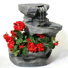 Primrose Dornie Solar Powered Grey Stone Effect Water Feature with Planter 48cm