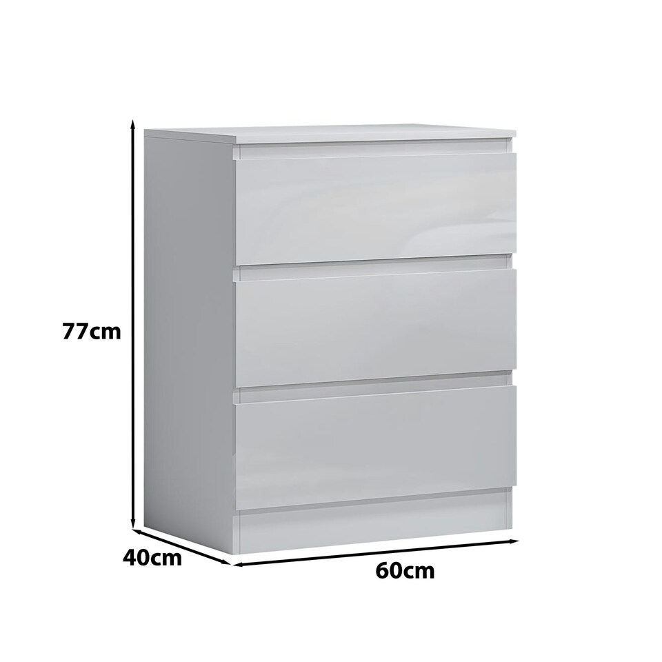 image 1 of FWStyle Carlton 3 Drawer Chest Of Drawers - White Gloss Front